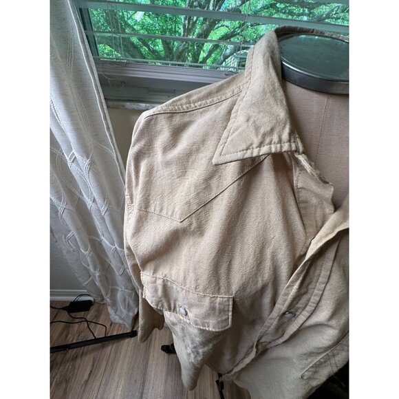 VTG Wrangler Mens XL bottlebrush distressed Pearl Snap Button-Up Shirt  chore - Picture 16 of 16